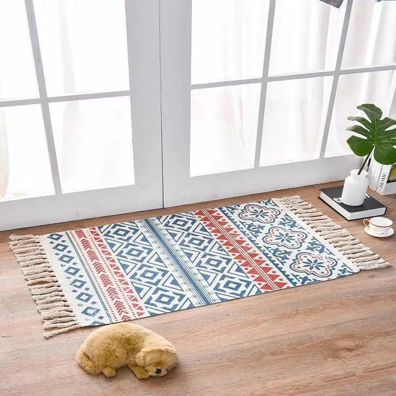 Nordic Style Cotton Linen Area Rug for Home Entrance